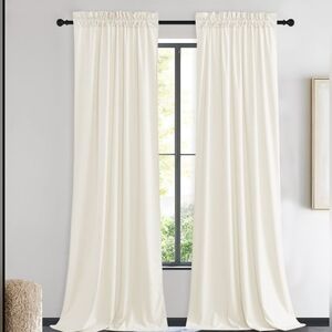 NICETOWN Ivory‎ White Velvet Curtains 90" L  2 PCS 42Wx90L
